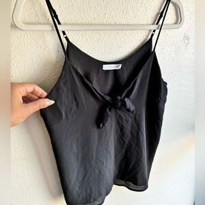 LUSH Black Tie-Front Cami Tank Top – Adjustable Straps, Size M